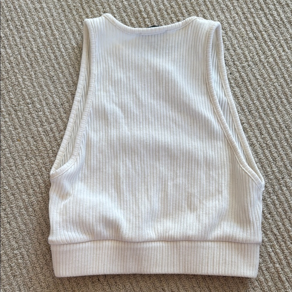 Zara Cream Ribbed Women's Top - Picture 2 of 3